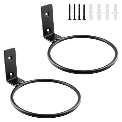 Jiozermi 2-Pack 4 inch Flower Pot Holder Ring, Wall Mounted Metal Planter Hanger, Indoor Use, Matte Black, 40 lbs Capacity - size: 4 Inch