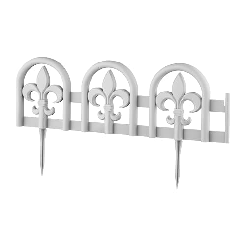 Evelyne Gray Garden Border Plastic Edging – PP Plastic, Short Metal-Free Wrought Iron Look Design, 27pcs Yard Landscaping Fence Liner Lawn Edge Barrier, 35ft Kit of Decorative Lawn Landscape Panels - color: Gray, style: 35ft.