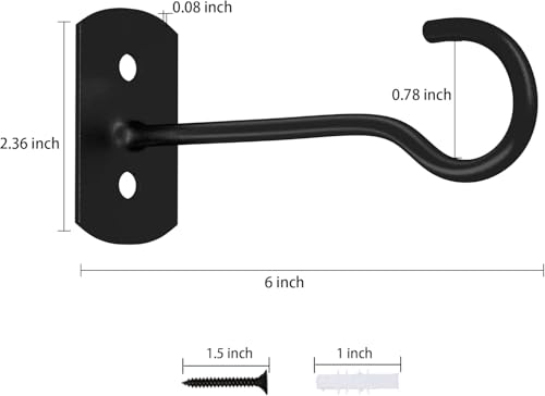 20Pack 6in Ceiling Hooks Bulk for Hanging Plants Black - color: Black, size: 6In 20Pack