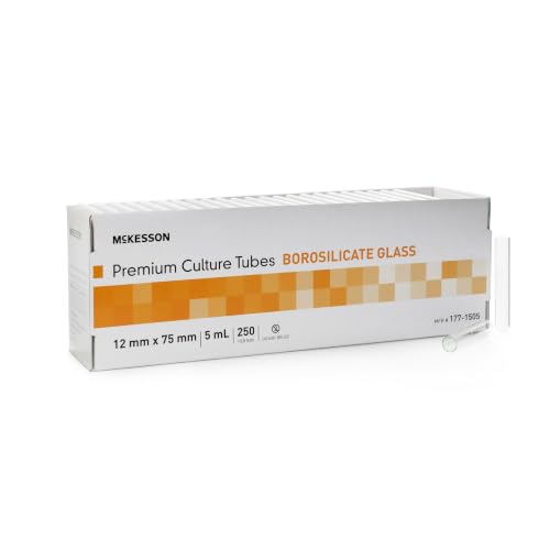 McKesson Glass Culture Tubes, 12 x 75 mm, 5 mL, 250 ct