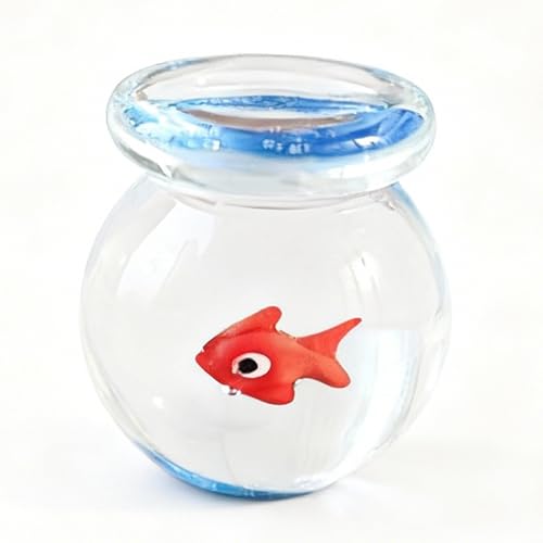 Miniature Glass Goldfish Decor Lucky Bag Fish Desktop Ornaments Cute Bubble Figurine Decorative Cartoon Aquarium Fish Statue Gift for Seaworld Ocean Lover (Fish Tank)