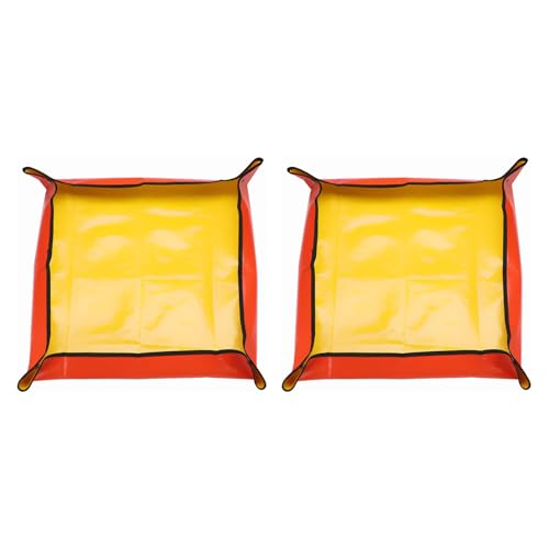 HARFINGTON 2Pcs Repotting Mat 26"x26" PE Cloth Waterproof Plant - color: Yellow, size: 26" x 26"