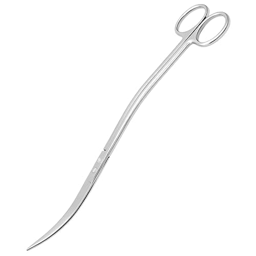 LINLAN 9.8-inch Wave Curve Aquascaping Scissors, Full Chamfer Smooth Design, Polished Mirror, Professional Dutch Style Aquascape Shears, for Layered Shaping & Trimming Plants at Any Angle - size: Wave Curved Silver