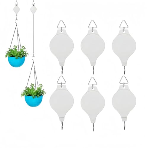 6PCS Retractable Plant Pulley Hanger - Adjustable Height Hook for Hanging Flower Baskets, Pots & Bird Feeders(6Pcs-White) - color: 6pcs-white