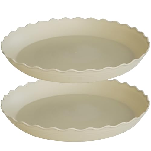 2 Pack Plant Saucer 10 inch, Heavy Duty Plastic Plant Saucers, Durable Plant Tray for Pots, Flower Saucers for Indoors, Plant Pot Saucers, Trays for Planter (Beige) - color: Beige, size: 10" (2 pack)