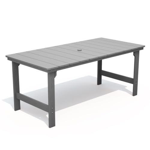 THOEOE Outdoor Dining Table, Rectangular Dining Table for 5-7 Grey | Outdoor Dining, Patio Furniture - color: Grey, size: 1-table