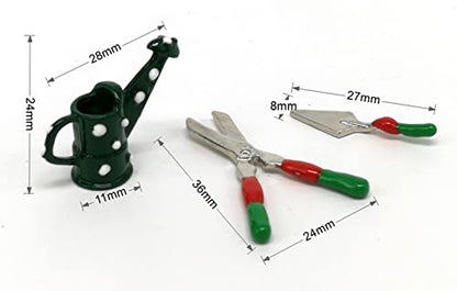 6 Pcs 1:12 Miniature Dollhouse Garden Tools Miniature Shovels Watering Can Mini Doll House Working Accessories [FDXGYH]
