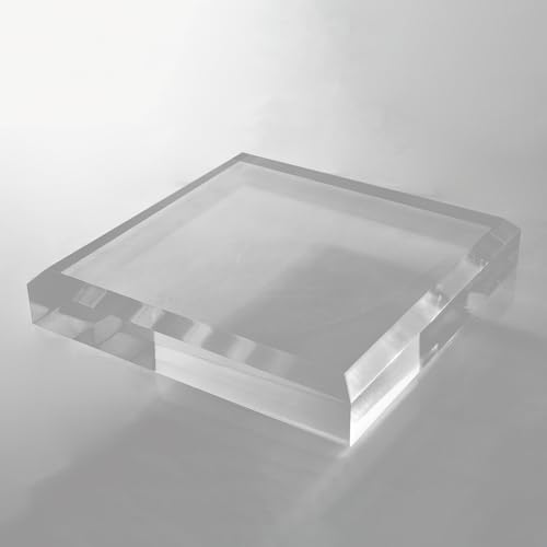 CiaoHER 2in Thickness Beveled Solid Acrylic Display Block Clear Polished Pedestal Stand Riser Solid Base (12x12) - size: 12x12