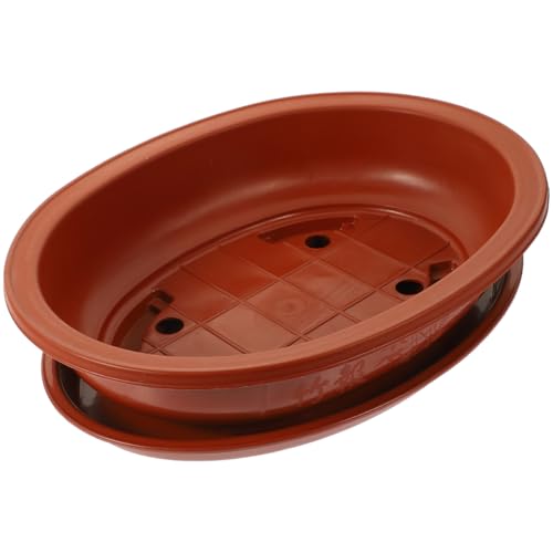 DOITOOL Bonsai Training Pots with Drainage Tray, 17 Inch Oval Bonsai Planter Pot Plastic Plants Growing Tree s Flower for Indoor Outdoor Garden Yard - 17.3 x 13.3 x 4.1 inch
