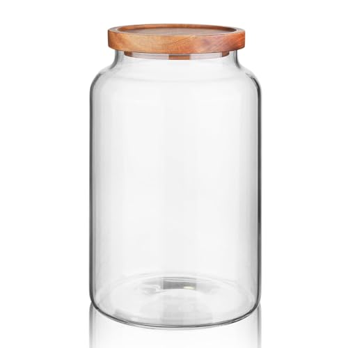 Labina Glass Storage Container Airtight Food Jars Kitchen Canister with Wood Lids, 88 Oz Wide Mouth Pantry Organization Glass Jar for Flour, Sugar, Cookie, Spagetti, Nuts and Candy - size: B5: 88 Oz 1 pcs