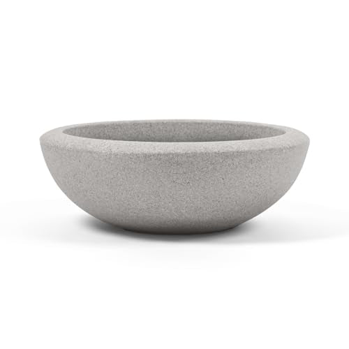 ARBORA 21" Santorini Bowl Planter - Lightweight Polyresin Outdoor Plant Pot - color: Concrete Gray, size: 21" Single