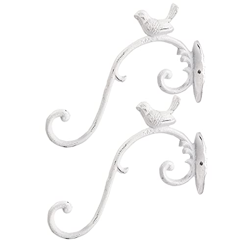 Sungmor Cast Iron Plant Hanger Wall Hooks - Bird Shape & White & 2PC - color: White - 2pcs & 10 inch