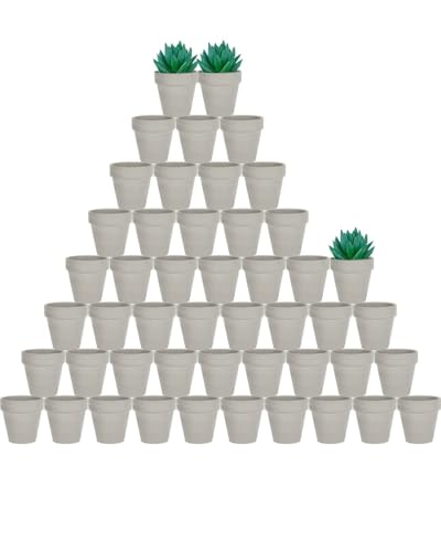 vensovo 48 Pcs 2" Tiny Terracotta Pots with Drainage,Grey Clay Pot - color: Gray