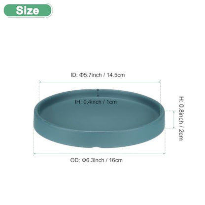 M METERXITY Ceramic Plant Saucer, 6.3 Inch Plant Water Catcher Tray, Plant Pot Saucers for Indoor/Outdoor Plants/Flower Drainage Drip Water Tray [Round Black Green] - color: Black Green