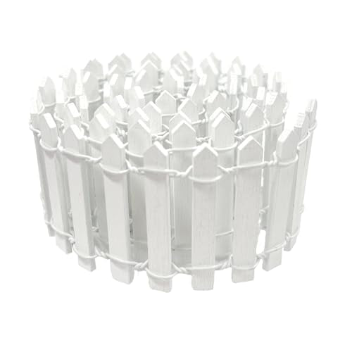 35 Inches Mini Fairy Garden Fence DIY Small Wood Decorative Picket Fence Micro Landscape Miniature Ornaments for Dollhouse, Crafts, Diorama Project, Plant Pot, White - color: White