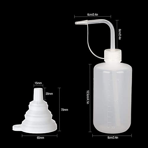 Wash Bottle 250ml 3Pcs – Plastic Squeeze with Cap & Funnel - size: 250ml/3Pcs