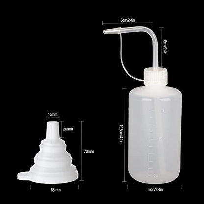 Wash Bottle 250ml 3Pcs – Plastic Squeeze with Cap & Funnel - size: 250ml/3Pcs