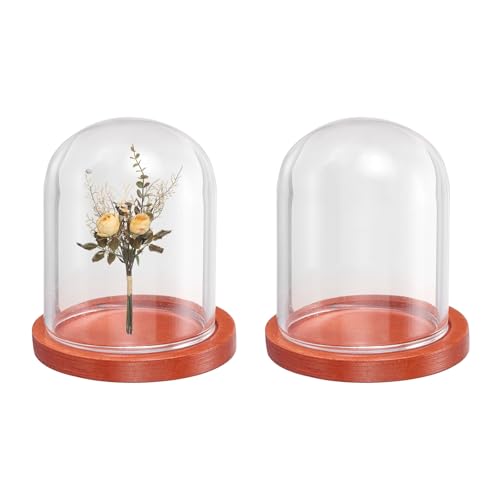uxcell 2pcs Glass Display Dome 1.4"x1.7" Clear Cloche Glass Dome Bell Red - color: Red, size: 1.4x1.7"
