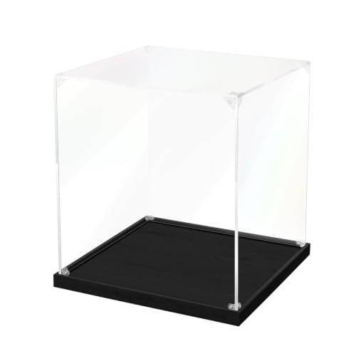 JUJOMAT Acrylic Display Case for Collectibles, Clear Box 11x11x12 in, Black - color: Black, size: 11 x 11 x 12 inches