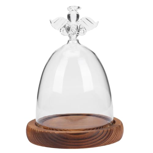 BESPORTBLE Angel Glass Cover Angel Preserved Flowers Flowers Wedding Decoration Glass Dome with Base Tabletop Display Case Cloche with Base Vase Wooden Dried s Snack