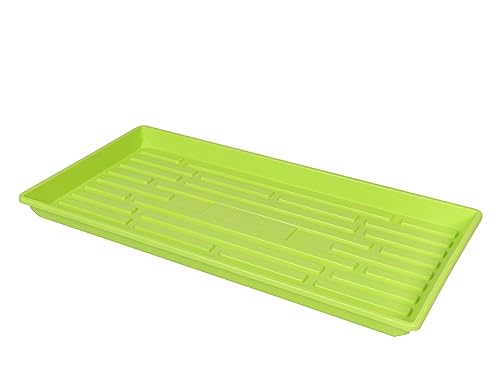 SUNPACK 10" x 20" Heavy Duty Shallow Plastic Seed Starting Tray, Lime Green, 1" - No Drainage Holes, Perfect for Greenhouses or Indoor Gardening - color: Lime Green
