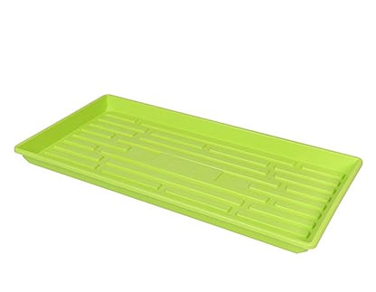 SUNPACK 10" x 20" Heavy Duty Shallow Plastic Seed Starting Tray, Lime Green, 1" - No Drainage Holes, Perfect for Greenhouses or Indoor Gardening - color: Lime Green