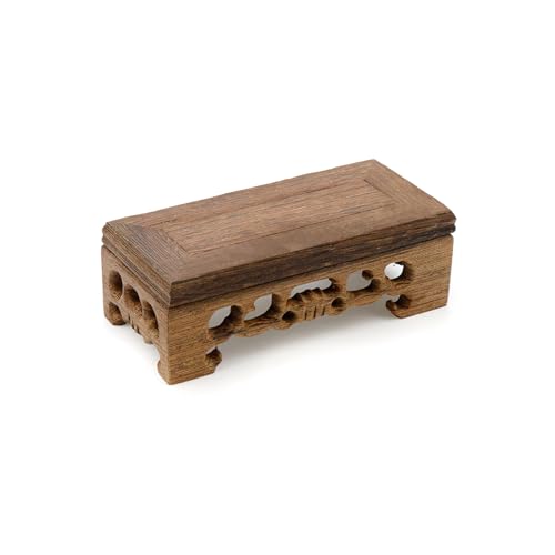 Wooden Display Stand Base 4.33"×1.97" Rectangle Wood Carved Pedestal Oriental Stand Pedestal for Furniture Antique - size: 4.33"×1.97"