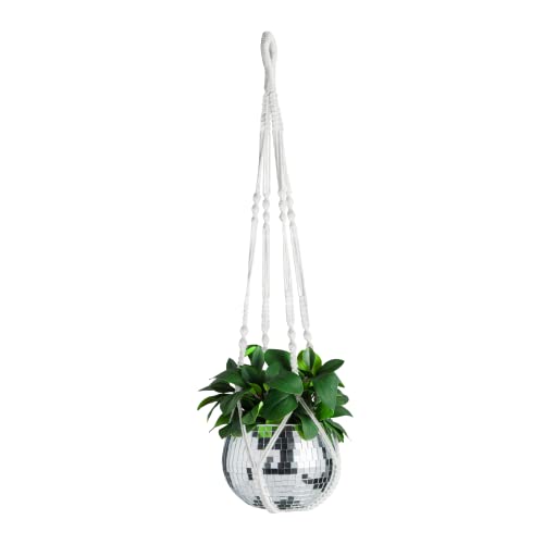 Macrame Plant Hanger with Short Rope (No Tassel) - 35 Inch - Cotton Macrame Cord for Boho Decor Flower Pots - Bohemian Chic Home Decor, Simple Indoor Outdoor Hanging Houseplants or Terrarium | 1 Pack - size: 35 Inch