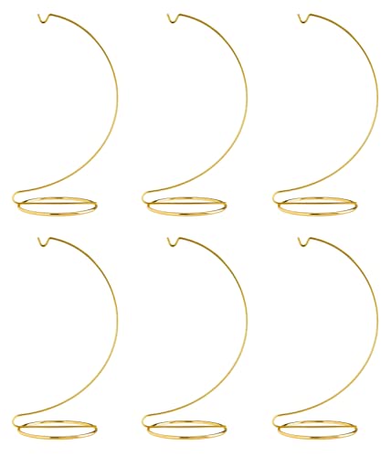 Creative Hobbies 10 Inch Tall Gold Metal Ornament Display Hanger Stands for Displaying Christmas Ornaments, Glass Terrariums, Etc.- Pack of 6 Stands - color: Gold