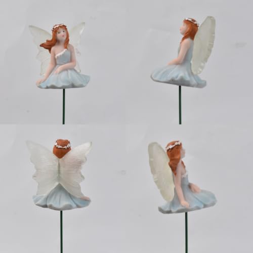 4 PCS Fairy Garden Decor Fairies, Glow in The Dark Yard Sculpture Lawn Ornament Mini Garden Art Outdoor Decor Accessories (4 Glow Fairy) - style: 4 Glow Fairy