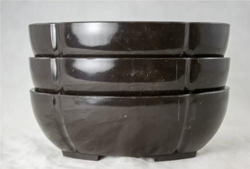 3 Japanese Lotus Shape Plastic Bonsai Training Pot, Cactus & Succulent Planter - 6"x 4.25"x 2" (3x001220)
