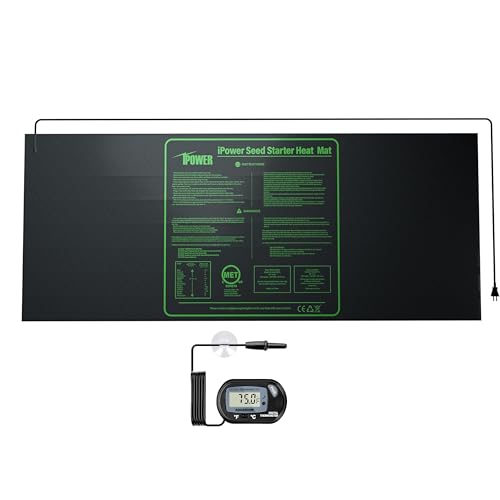 iPower 48" x 20" Durable Waterproof Seeding Heat Mat and Digital Thermometer Combo, for Germination, Indoor Gardening, Greenhouse - size: 48" x 20", style: Combo Set
