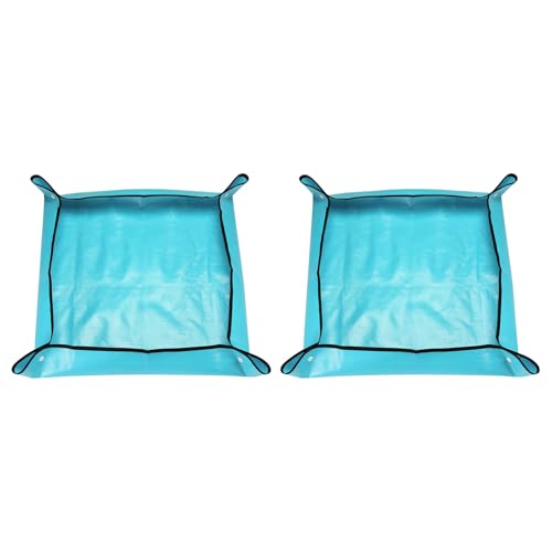 HARFINGTON 2pcs Repotting Mat 26" x 26" PE Cloth Waterproof Plant Repotting Mat Foldable Portable Gardening Potting Tray with Plastic Buckle for Indoor Plant Change Soil Watering, Blue - color: Blue, size: 26" x 26"