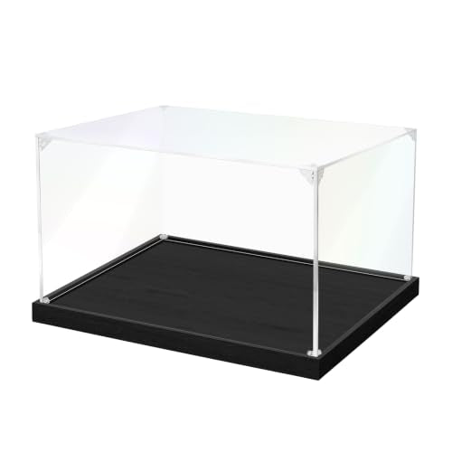 JUJOMAT Clear Acrylic Display Case for Collectibles, 11.5x9.5x6.5 in, Black - color: Black, size: 11.5 x 9.5 x 6.5 inches
