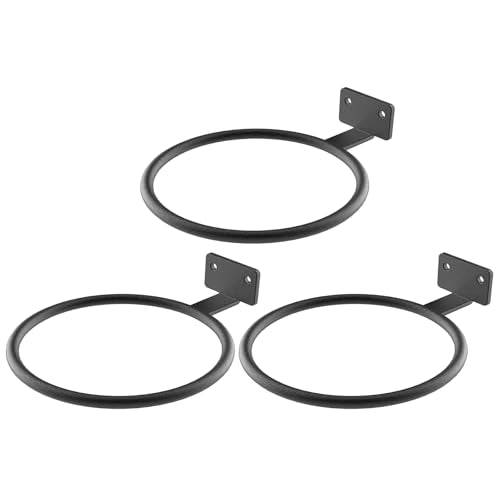Wall Plant Holder Bulk 4in 3Pack Metal Ring Plant Hanger Black | Planter Pot Wall Mounted Bracket Heavy Duty for Outdoor Indoor - color: Black-3pack, size: 4in