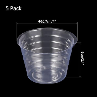 M METERXITY 5 Pack Planter Saucers - Thin Plastic Plant Tray Flowerpot Drip Trays Round Apply to Outdoor/Garden (4 Inch, Clear) - size: 4 Inch