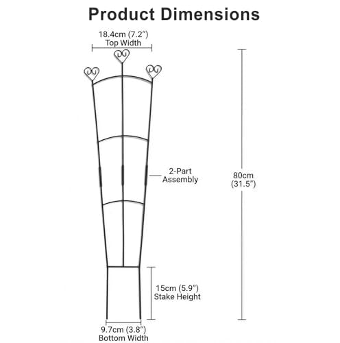 31.5 Inch Trellis for Potted Plants, Metal Plant Trellis for Climbing Plants, Plant Support for Ivy, Monstera, Hoya, Indoor & Outdoor Houseplant Trellis, Black, 1 Pack - size: 1 Pack/31in