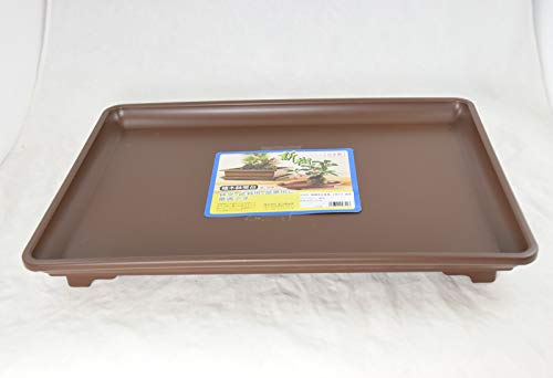 Yubonzai Japanese Deluxe Rectangular Plastic Humidity/Drip Tray for Bonsai Tree & House Indoor Plants - 11.25" to 18" (15.25"x 11"x 1.75") - size: Out 15.25"x 11"x 1.75" / In 13.5"x 9"x 1"