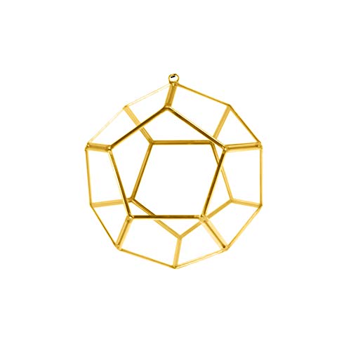 WGV Hanging Geometric Planter Terrarium Width 5.5" Height 6" Clear Glass Gold Frame DIY Succulent air Plant Miniature Fairy Garden Windowsill Decor Globe 1 Piece - color: Gold, size: Geode Small