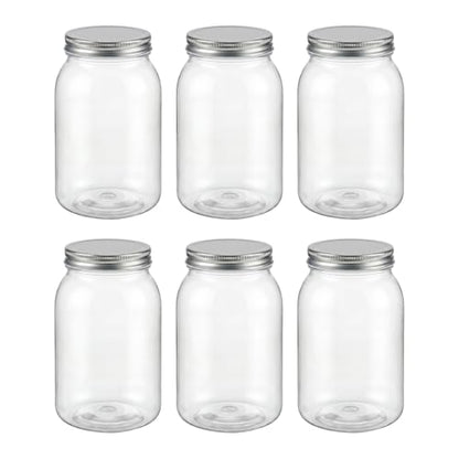 novelinks 32 oz Plastic Mason Jars and Clear Plastic Jars with Lids 32 oz - color: Silver