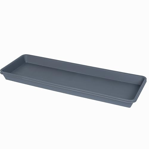 VUWEZ 2 Pack of Plastic Plant Tray Saucer Rectangular, Plant Trays Saucers for Indoors Outdoor, Plant Water Drip Tray for Flower Pot Planter, Windowsill Plant Tray (6.5 X 13 Inch, Gray) - color: Gray, size: 13'' x 6.5'' x 1.2'' (2 pack)