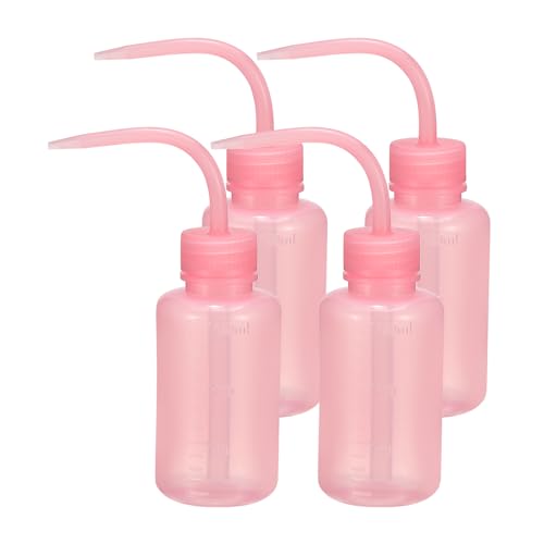 PATIKIL 4 Pack Pink 150ml/5oz Plastic Reusable Succulent Eyelash Tattoo Wash Bottle, Standard Bottle with Bent Nose for Plant Watering, Lab Cleaning - color: Pink, size: 150ml/5oz