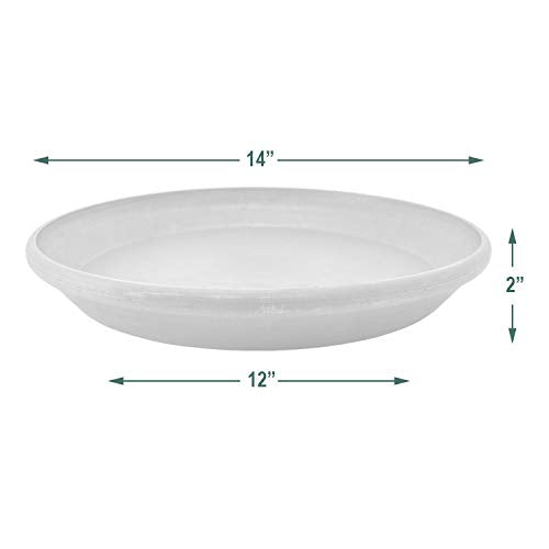 Arcadia Garden Products PSW Pot Collection AP35TCM 14-inch Plastic/Stone/Wood Composite Plant Saucer Drip Tray – No Drainage Hole (Drillable), Indoor/Outer Water Tray, Terra Cotta Marble Color - size: 14-inch