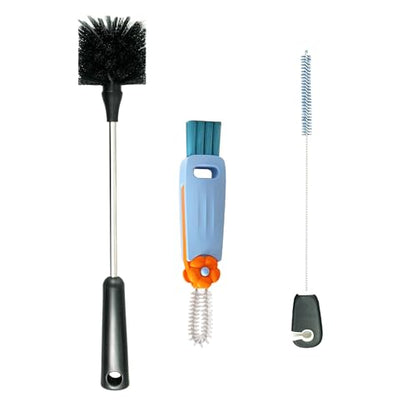 3 Pack Bottle Brush, 15 Inches Long Handle Water Bottle Cleaner Brush Set, Stainless Steel Cleaning Brushes with Straw Brush & Lid Cleaner for Sports Water Bottles, Baby Bottles, Mugs, Cups, Glassware
