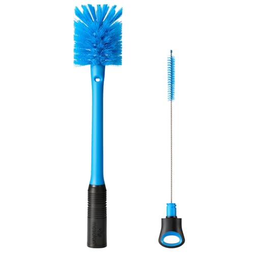MOSOLAN 2-in-1 Bottle Brush and Straw Cleaner Brush, Breezy Blue, 1 Pack | Long Handle Water Bottle Scrubbing Brush for Water Bottles, Glasswares, Mugs, Flasks, Tumblers and Kitchen Sink - color: Breezy Blue, size: 1 Count (Pack of 1)