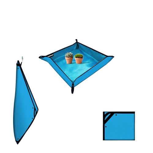 27"x27" Plant Transplanting Mat - Thickened Waterproof Potting Mat, Succulent Gardening Mat, Portable Repotting Mat for Mess Control, Indoor Outdoor Use (PVC-Blue) - color: Blue, size: 27" x 27" x 0.1"