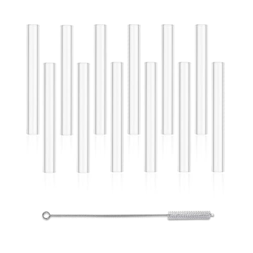 12 Pcs 4 Inch Borosilicate Glass Tubes, 12mm Diameter 1.5mm Thickness Glass Tubing, Fire Polished Smooth Edges with Cleaning Brush for Lab & DIY Crafts - size: 4 inches