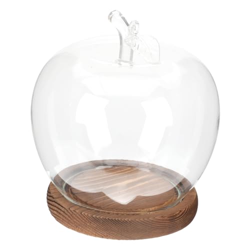 Creative Glass Dome with Antique Wood Base Decorative Cloche for Clay Crafts Miniature Landscapes and Flower Displays for Indoor Home Decor and Novelty Items
