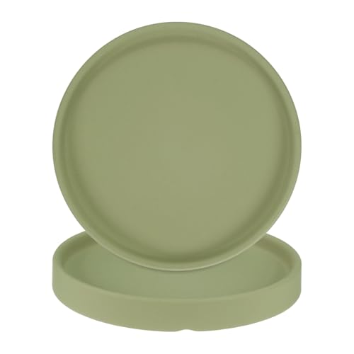 M METERXITY 2-Pack Ceramic Plant Saucer, 6.3 Inch Plant Water Catcher Tray, Plant Pot Saucers for Indoor/Outdoor Plants/Flower Drainage Drip Water Tray [Round Dark Green] - color: Dark Green