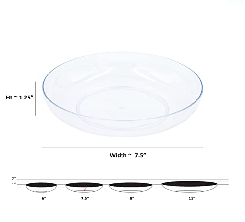 WGV 7.5" Inches Clear Hard Plastic Floral Decoration Designer Dish Plate, Plant Saucer Tray, Wedding Decor Centerpieces Pack of 20 Pieces - size: 7.5"